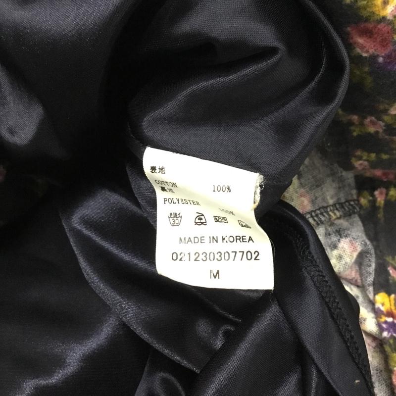 ダズリン dazzlin ワンピース ミニスカート 半袖 前開き M 花柄 黒 / ブラック /  レディース USED 古着 中古 10072150