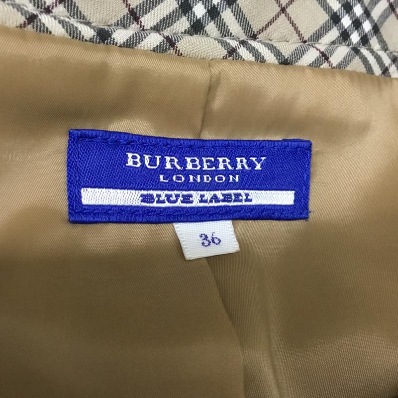 バーバリーブルーレーベル BURBERRY BLUE LABEL ワンピース ひざ丈スカート E1J59-222-40 半袖 ウール 36 ワンポイント ベージュ / ベージュ /  レディース USED 古着 中古 10072152