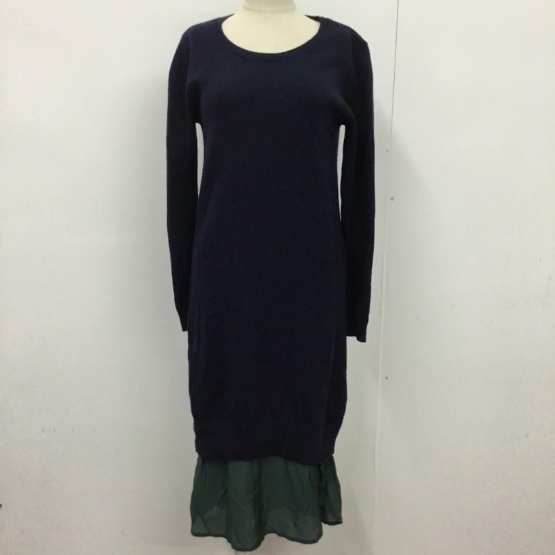 レイビームス Ray BEAMS ワンピース ロングスカート 63-26-0231-556 ニット レイヤード 無地 紺 / ネイビー / X 緑 / グリーン /  レディース USED 古着 中古 10072155