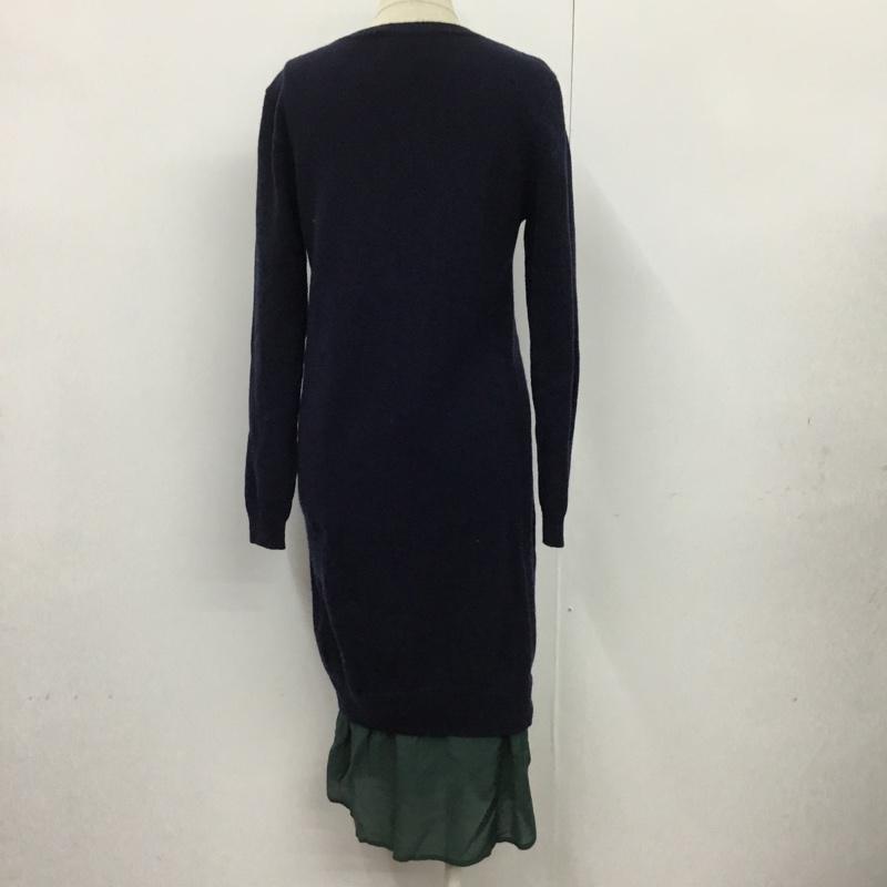 レイビームス Ray BEAMS ワンピース ロングスカート 63-26-0231-556 ニット レイヤード 無地 紺 / ネイビー / X 緑 / グリーン /  レディース USED 古着 中古 10072155