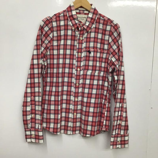アバクロンビーアンドフィッチ ABERCROMBIE&FITCH シャツ、ブラウス 長袖 MUSCLE ボタンダウン チェック S ワンポイント 白 / ホワイト / X 赤 / レッド / X 紺 / ネイビー /  メンズ USED 古着 中古 10072181