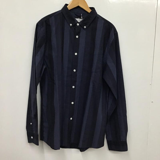 サタデーズ ニューヨークシティ Saturdays NYC シャツ、ブラウス 長袖 Crosby Grad L/S ボタンダウン L ストライプ 紺 / ネイビー /  メンズ USED 古着 中古 10072183