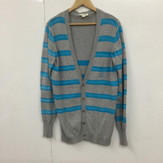 ディーゼル DIESEL カーディガン 長袖 S ボーダー柄 灰 / グレー / X 水色 / ライトブルー /  メンズ USED 古着 中古 10072302