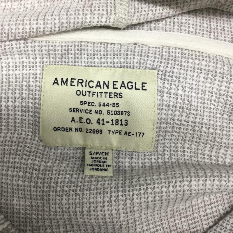 アメリカンイーグル AMERICANEAGLE パーカー 長袖 プルオーバー S ワンポイント 白 / ホワイト / X 灰 / グレー /  メンズ USED 古着 中古 10072405