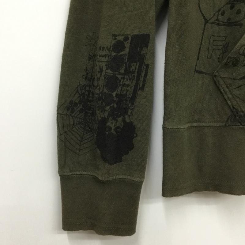 ビームス BEAMS カットソー 長袖 4213-0103-856 イラスト M  カーキ / カーキ /  メンズ USED 古着 中古 10072422