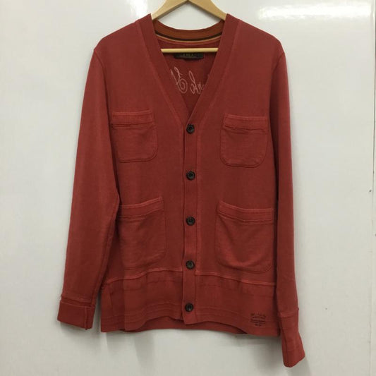 ティーエムティー TMT カーディガン 長袖 Vネック コットン L 刺繍 赤 / レッド /  メンズ USED 古着 中古 10072425