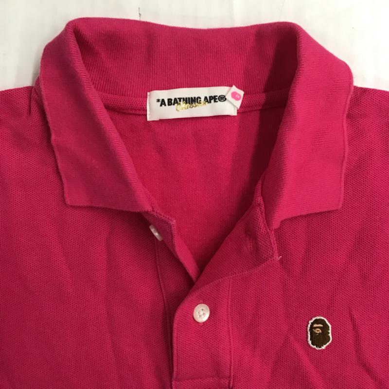 アベイシングエイプ A BATHING APE ポロシャツ 半袖 S 無地 桃 / ピンク /  レディース USED 古着 中古 10072502