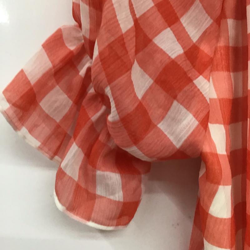 イング INGNI カットソー 半袖 1112-102468-01 ギンガムチェック オフショルダー チェック 白 / ホワイト / X 橙 / オレンジ /  レディース USED 古着 中古 10072518