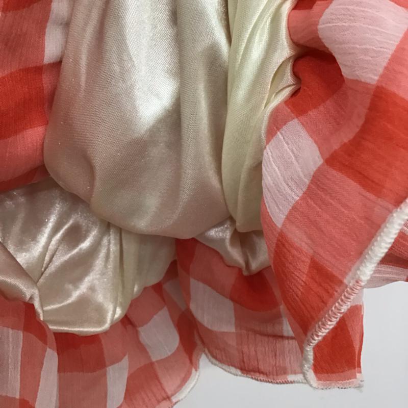 イング INGNI カットソー 半袖 1112-102468-01 ギンガムチェック オフショルダー チェック 白 / ホワイト / X 橙 / オレンジ /  レディース USED 古着 中古 10072518