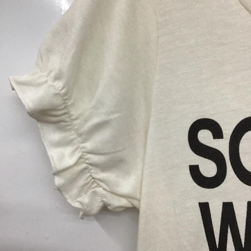 イーハイフンワールドギャラリー E hyphen world gallery ワンピース ミニスカート 20136H61010 チュール切替 カットソー FREE ロゴ、文字 アイボリー / アイボリー / X 黒 / ブラック /  レディース USED 古着 中古 10072536