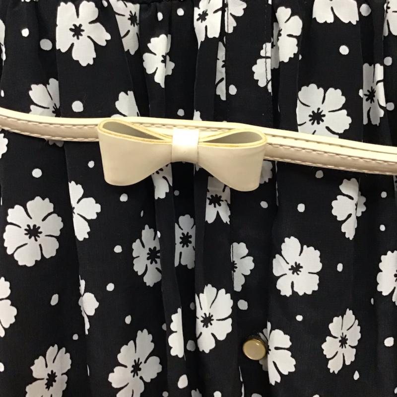 イング INGNI ワンピース ミニスカート 131-541309-01 ベルト付き M 花柄 白 / ホワイト / X 黒 / ブラック /  レディース USED 古着 中古 10072539