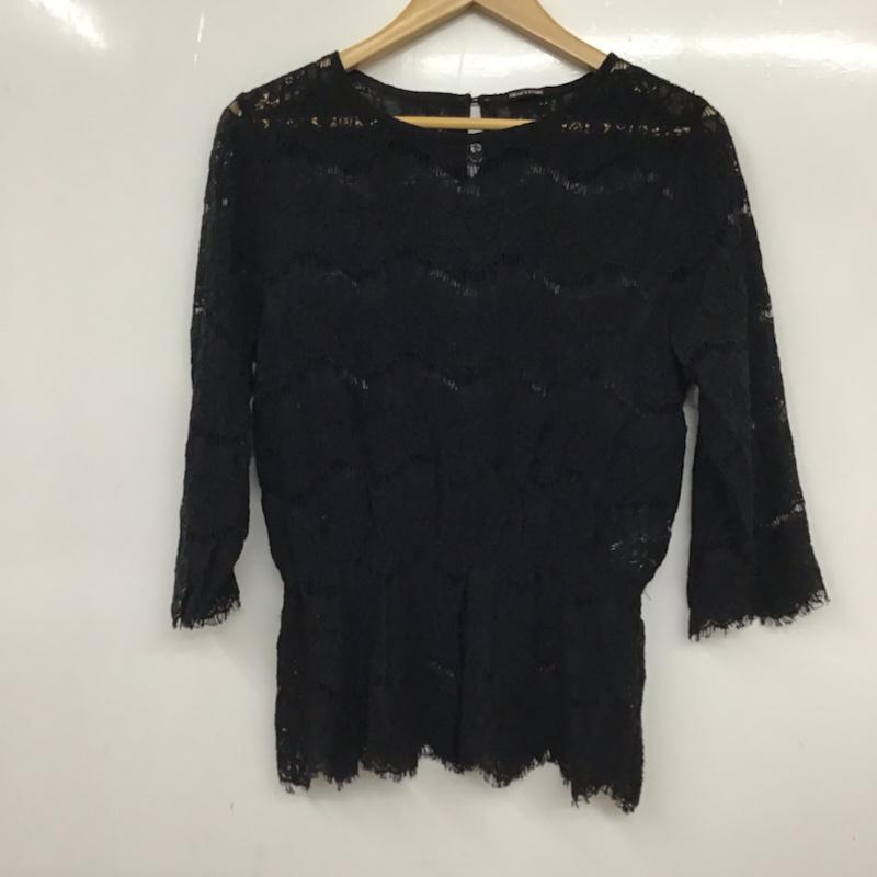 フリークスストア FREAK'S STORE カットソー 七分袖 163-3021 S レース柄 黒 / ブラック /  レディース USED 古着 中古 10072542