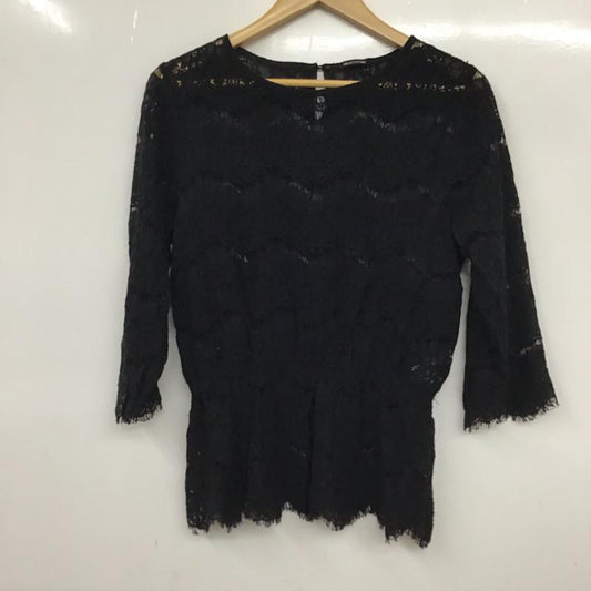 フリークスストア FREAK'S STORE カットソー 七分袖 163-3021 S レース柄 黒 / ブラック /  レディース USED 古着 中古 10072542