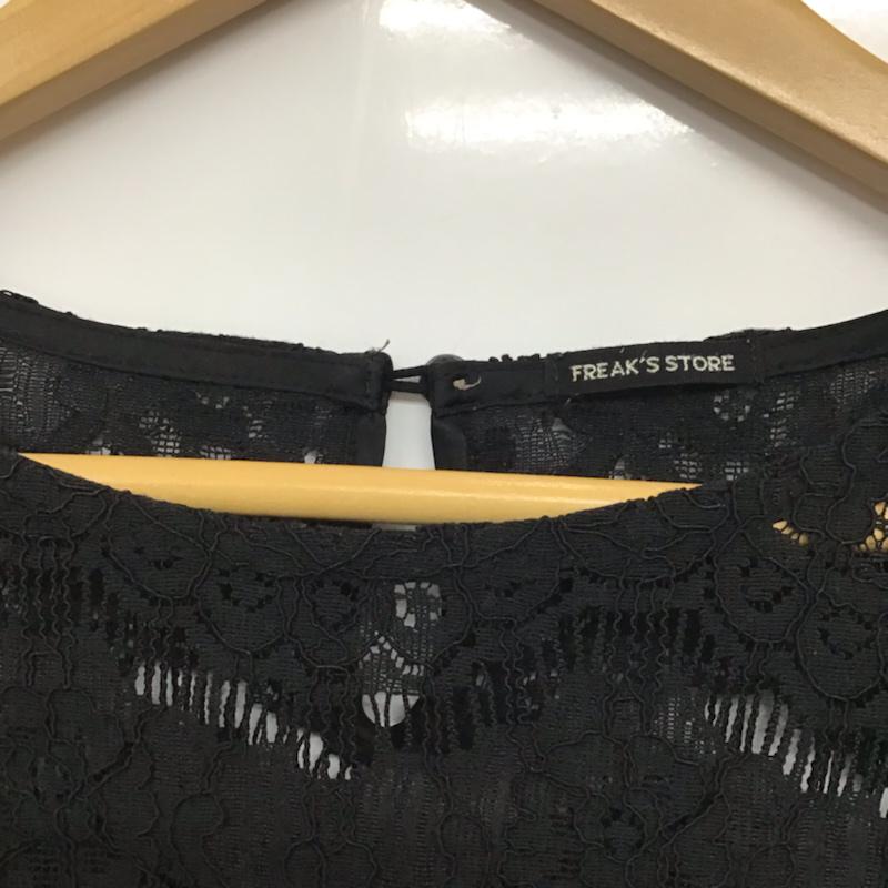 フリークスストア FREAK'S STORE カットソー 七分袖 163-3021 S レース柄 黒 / ブラック /  レディース USED 古着 中古 10072542