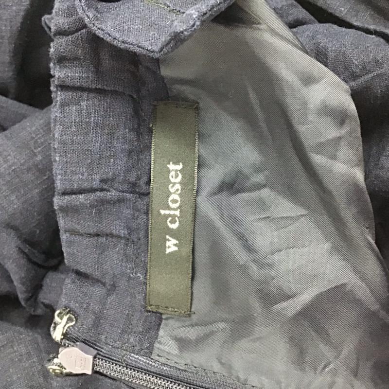 ダブルクローゼット w closet ワンピース ロングスカート 303220 リネン混オフショルダーワンピース 無地 紺 / ネイビー /  レディース USED 古着 中古 10072551