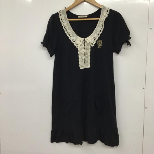 アクシーズファム axes femme ワンピース ひざ丈スカート MB3423-98 レース 刺繍 M ワンポイント 黒 / ブラック /  レディース USED 古着 中古 10072553