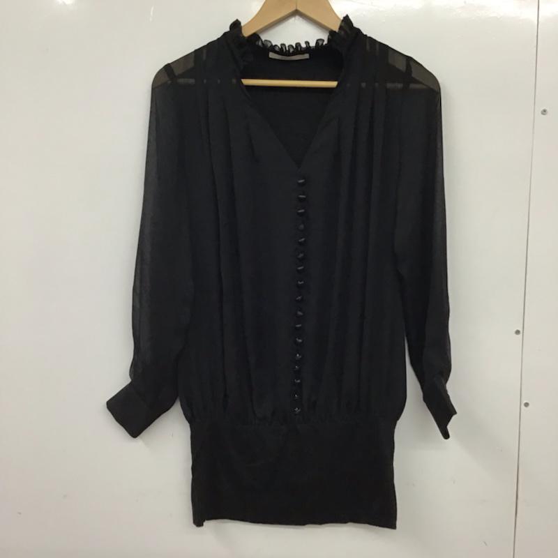 スナイデル SNIDEL カットソー 長袖 SFOD09080-102 フリル襟 FREE 無地 黒 / ブラック /  レディース USED 古着 中古 10072554