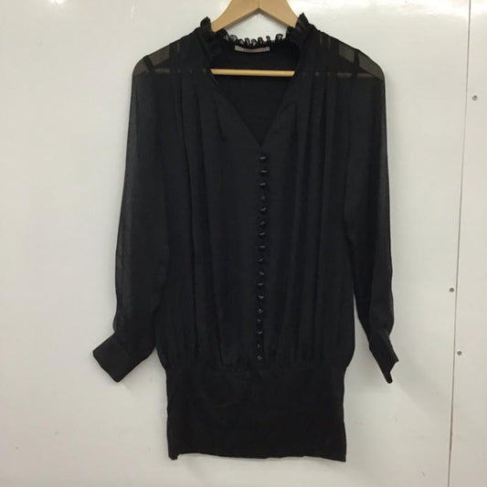 スナイデル SNIDEL カットソー 長袖 SFOD09080-102 フリル襟 FREE 無地 黒 / ブラック /  レディース USED 古着 中古 10072554