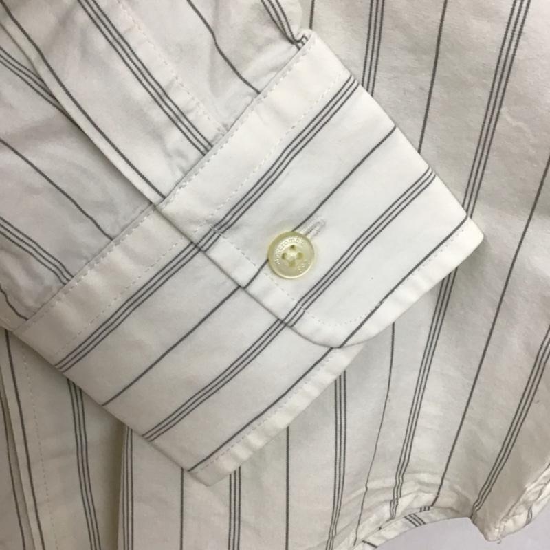 アバクロンビーアンドフィッチ ABERCROMBIE&FITCH シャツ、ブラウス 長袖 コットン ストライプ L ワンポイント 白 / ホワイト / X 灰 / グレー /  レディース USED 古着 中古 10072570