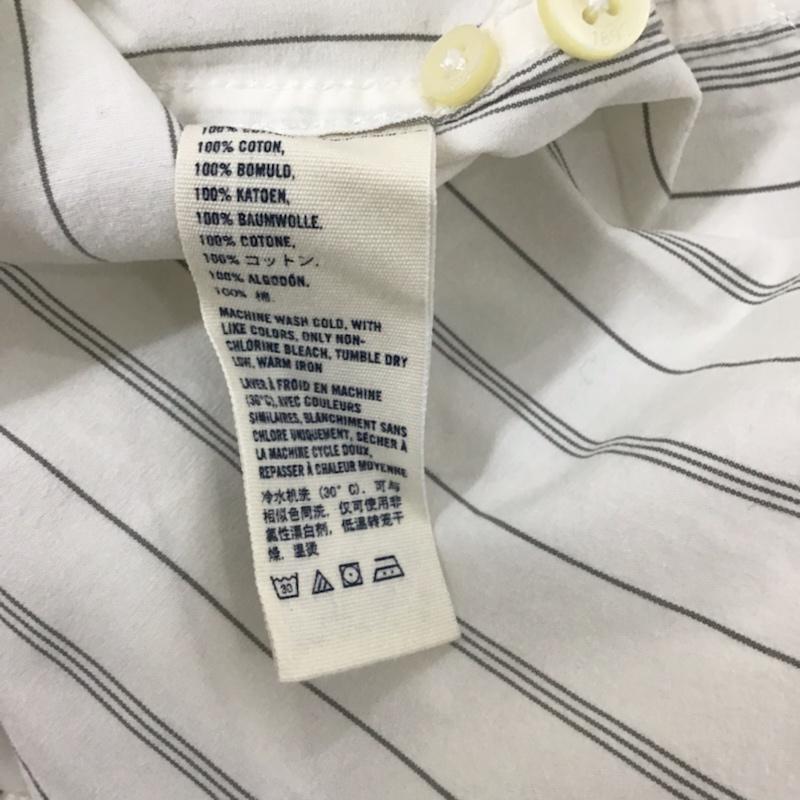 アバクロンビーアンドフィッチ ABERCROMBIE&FITCH シャツ、ブラウス 長袖 コットン ストライプ L ワンポイント 白 / ホワイト / X 灰 / グレー /  レディース USED 古着 中古 10072570