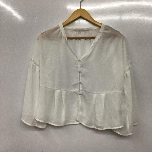 レトロガール RETRO GIRL シャツ、ブラウス 七分袖 REPY00199 ノーカラー M 無地 白 / ホワイト /  レディース USED 古着 中古 10072571