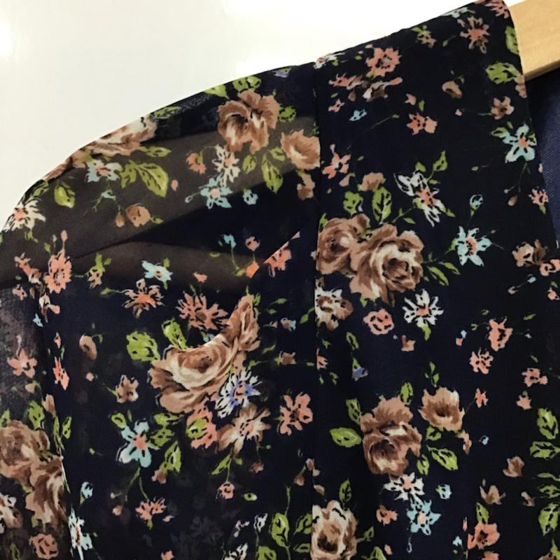 ナチュラルビューティーベーシック NATURAL BEAUTY BASIC ワンピース ひざ丈スカート 017-240911 S 花柄 紺 / ネイビー /  レディース USED 古着 中古 10072573