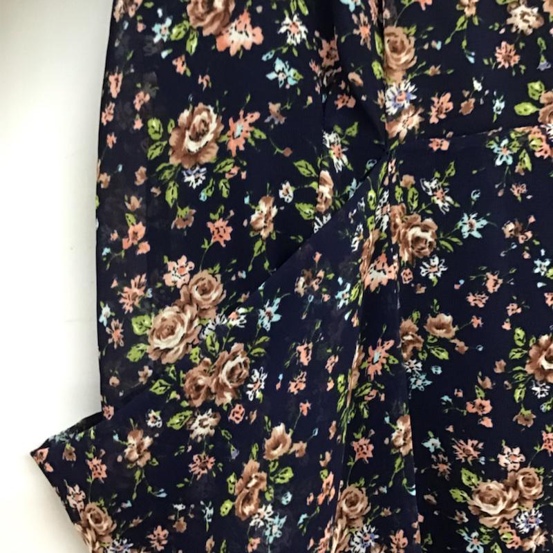 ナチュラルビューティーベーシック NATURAL BEAUTY BASIC ワンピース ひざ丈スカート 017-240911 S 花柄 紺 / ネイビー /  レディース USED 古着 中古 10072573