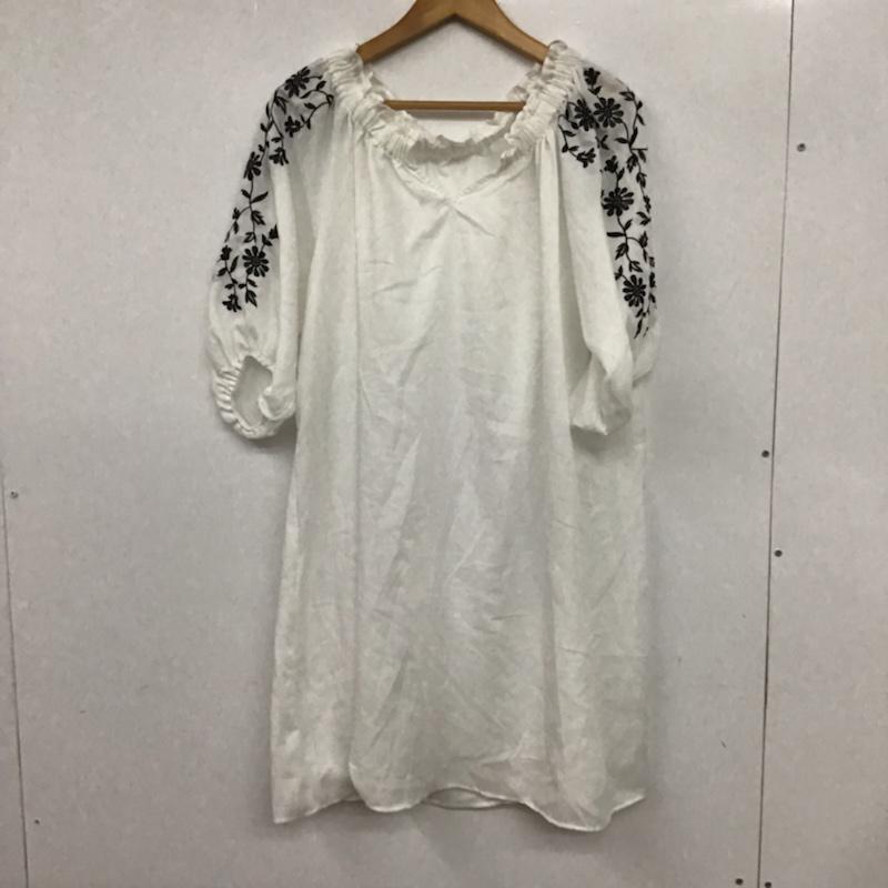 レプシィム LEPSIM ワンピース ひざ丈スカート LP070197SB スキッパー 刺繍 M 花柄 白 / ホワイト / X 黒 / ブラック /  レディース USED 古着 中古 10072577