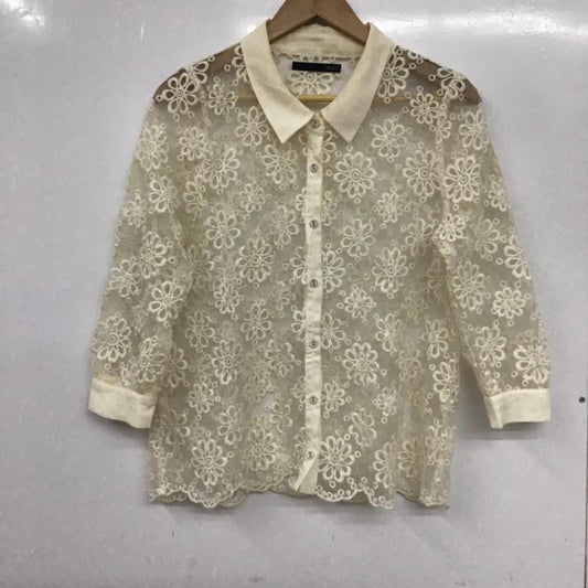 ヘザー Heather シャツ、ブラウス 七分袖 HE060110AS 総レース FREE 花柄 アイボリー / アイボリー /  レディース USED 古着 中古 10072580