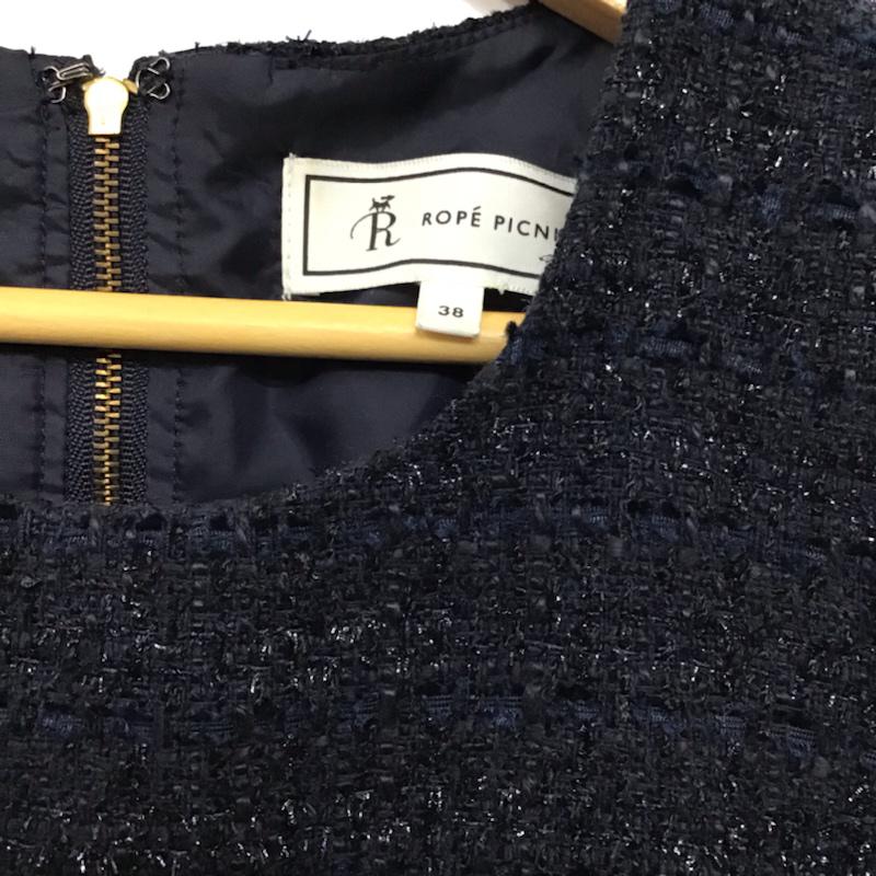 ロペピクニック ROPE' PICNIC ワンピース ひざ丈スカート 38 無地 紺 / ネイビー /  レディース USED 古着 中古 10072582