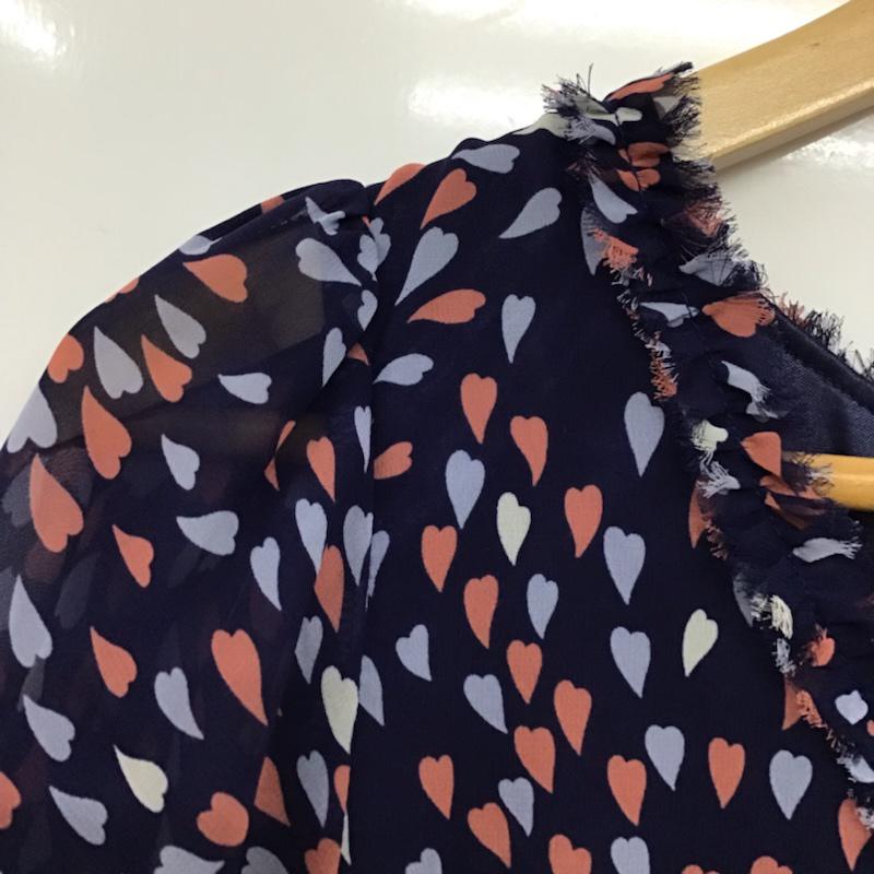 ラボラトリーワーク laboratory work ワンピース ひざ丈スカート 021-7164-969 ハート ストライプ M 総柄 紺 / ネイビー /  レディース USED 古着 中古 10072583