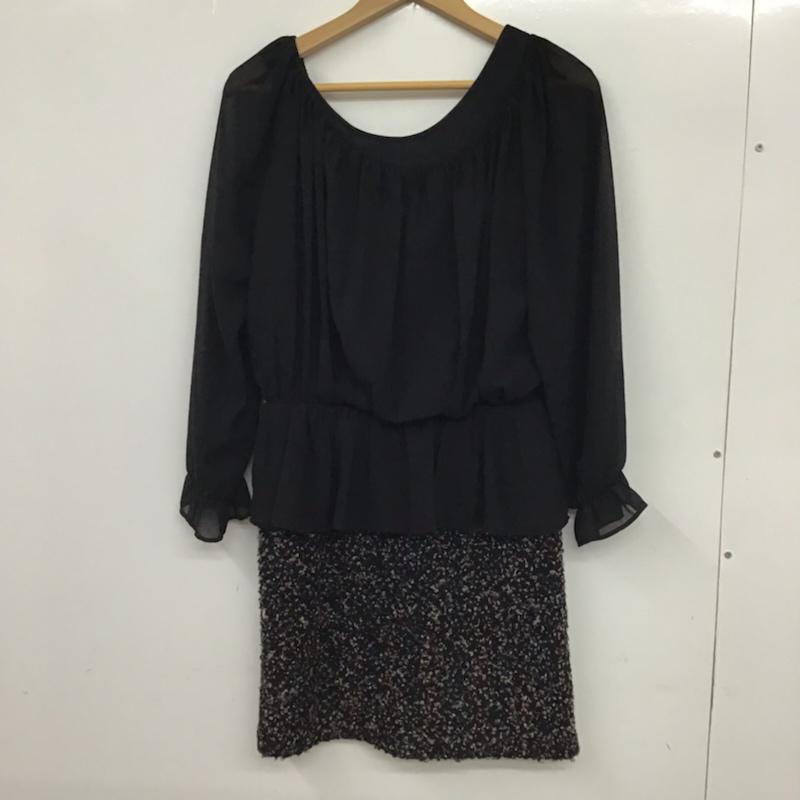 セシルマクビー CECIL McBEE ワンピース ミニスカート 7376 M 無地 黒 / ブラック /  レディース USED 古着 中古 10072600