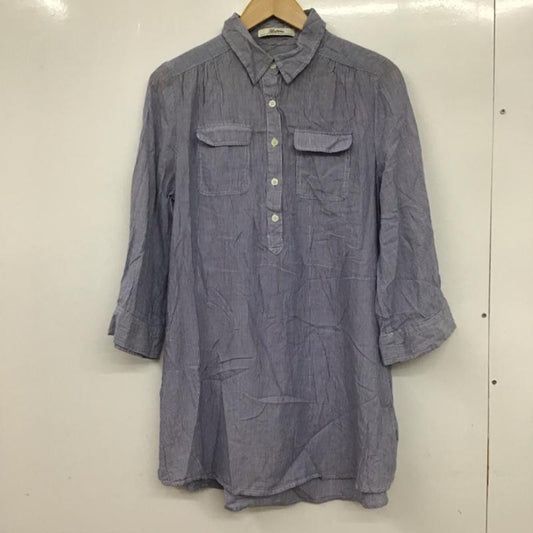 アズールバイマウジー AZUL BY MOUSSY ワンピース ひざ丈スカート 2504S130-1260 FREE ストライプ 白 / ホワイト / X 青 / ブルー /  レディース USED 古着 中古 10072610