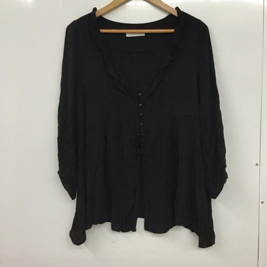ローリーズファーム LOWRYS FARM シャツ、ブラウス 長袖 LF060033MN Vネック M 無地 黒 / ブラック /  レディース USED 古着 中古 10072613