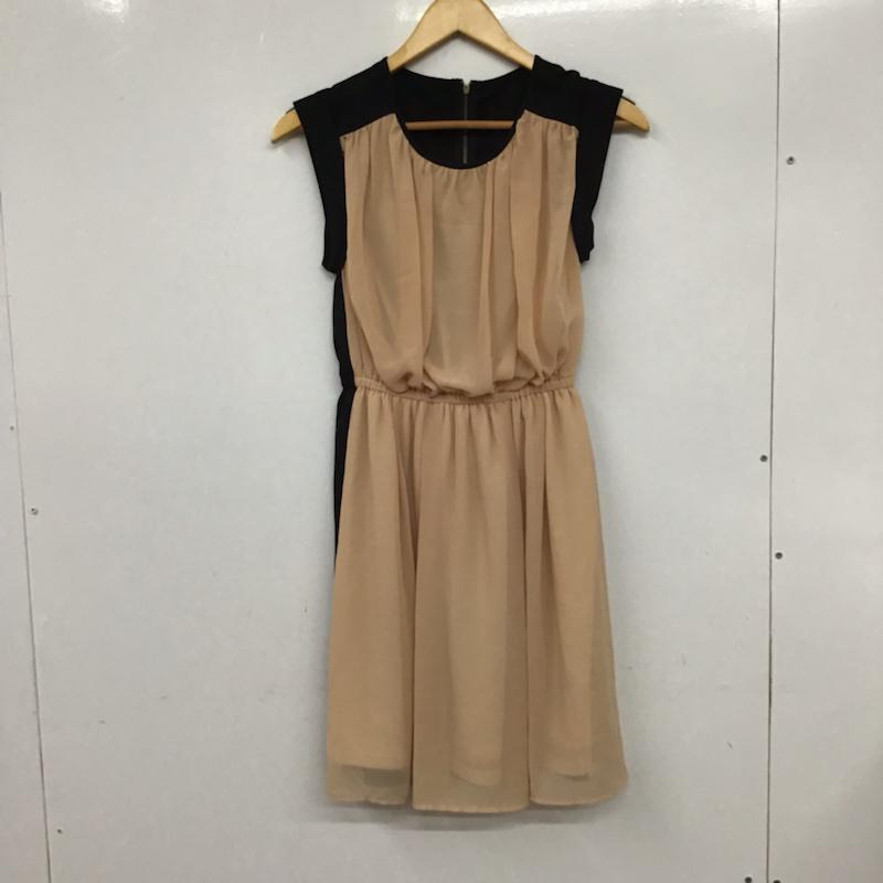 エージーバイアクアガール AGBYAQUAGIRL ワンピース ひざ丈スカート C12-54100 バイカラー バックファスナー S 無地 黒 / ブラック / X ベージュ / ベージュ /  レディース USED 古着 中古 10072617
