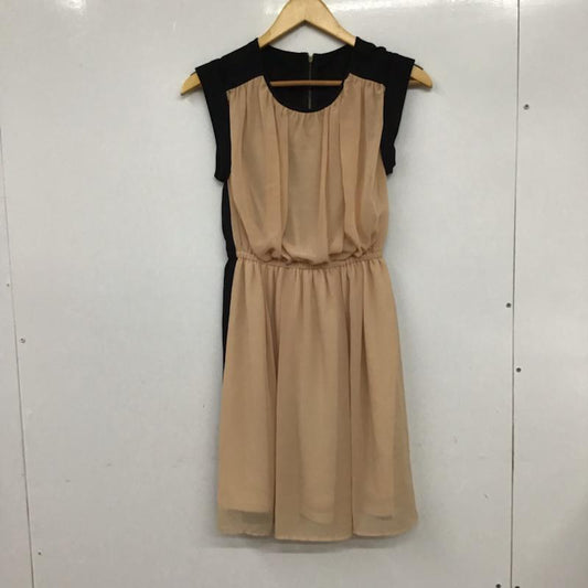 エージーバイアクアガール AGBYAQUAGIRL ワンピース ひざ丈スカート C12-54100 バイカラー バックファスナー S 無地 黒 / ブラック / X ベージュ / ベージュ /  レディース USED 古着 中古 10072617