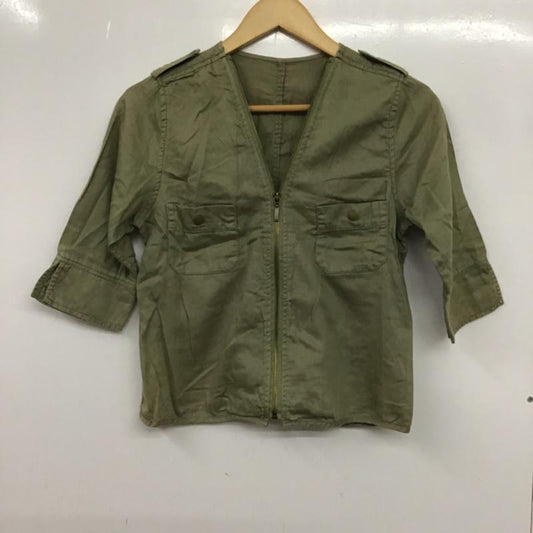 レトロガール RETRO GIRL ジャケット、上着 ジャケット、ブレザー REBZR0539-2 ミリタリー 5分袖 ノーカラー M 無地 カーキ / カーキ /  レディース USED 古着 中古 10072619