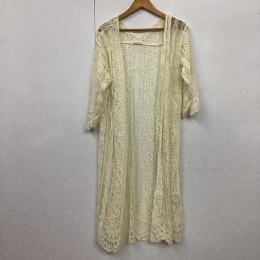 ローリーズファーム LOWRYS FARM カーディガン 長袖 LF617012MC ロング ガウン 総レース M レース柄 アイボリー / アイボリー /  レディース USED 古着 中古 10072634