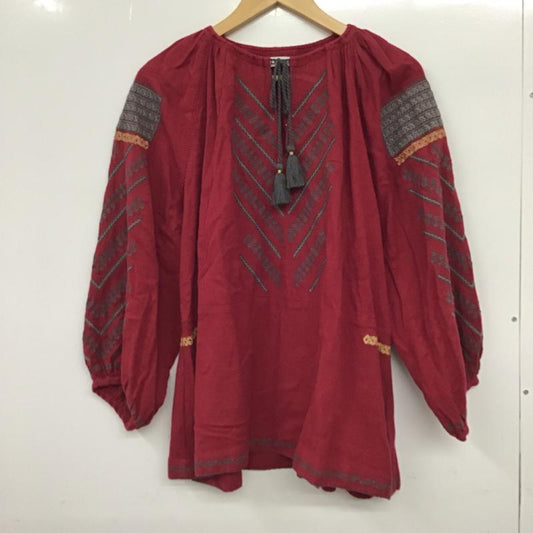 ミルクフェド MILKFED. カットソー 長袖 刺繍 えんじ / ワインレッド /  レディース USED 古着 中古 10072648