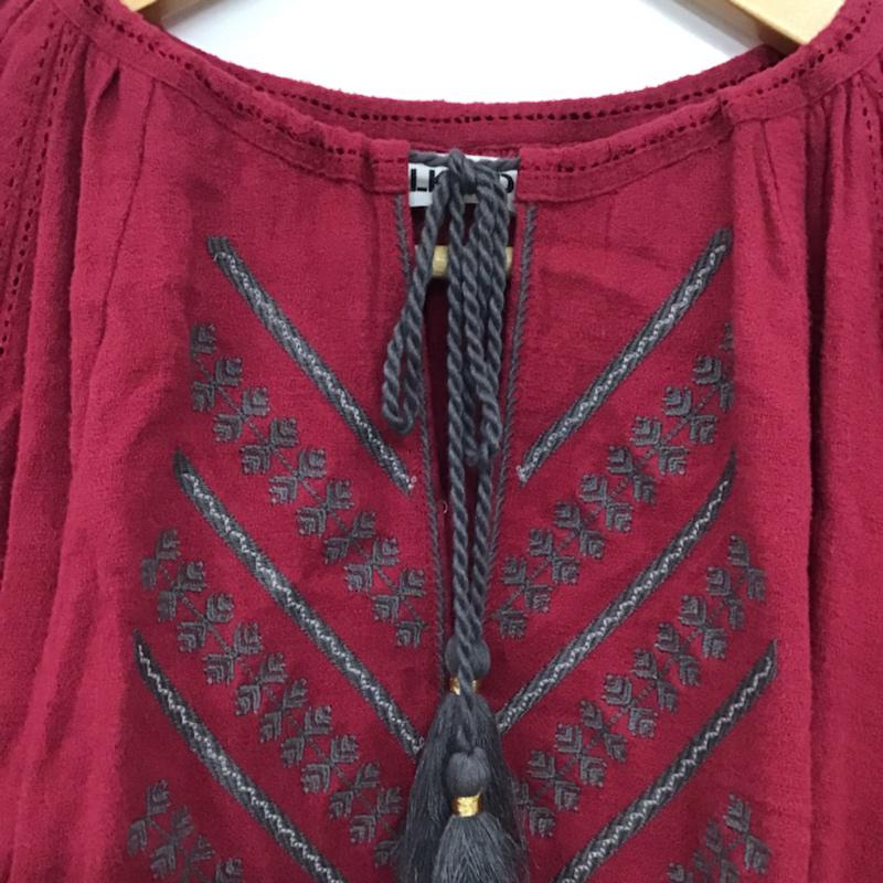 ミルクフェド MILKFED. カットソー 長袖 刺繍 えんじ / ワインレッド /  レディース USED 古着 中古 10072648