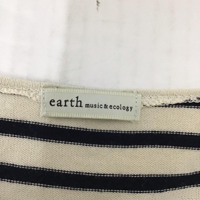 アースミュージックアンドエコロジー earth music&ecology ワンピース ひざ丈スカート 10133H91070 ウエスト切替 FREE ボーダー柄 紺 / ネイビー / X アイボリー / アイボリー /  レディース USED 古着 中古 10072754