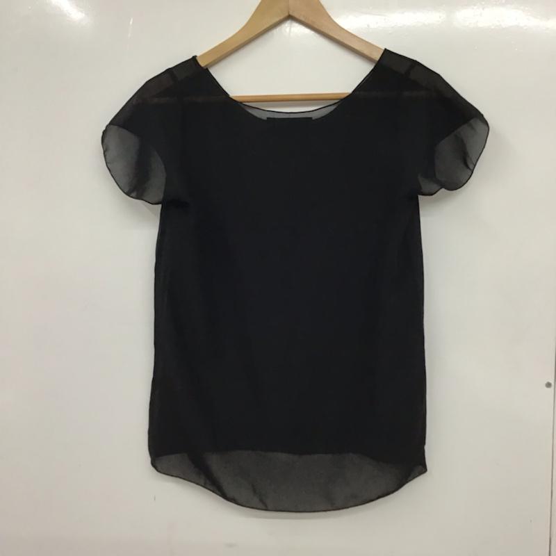 ミスティック mystic カットソー 半袖 シアー 無地 黒 / ブラック /  レディース USED 古着 中古 10072769