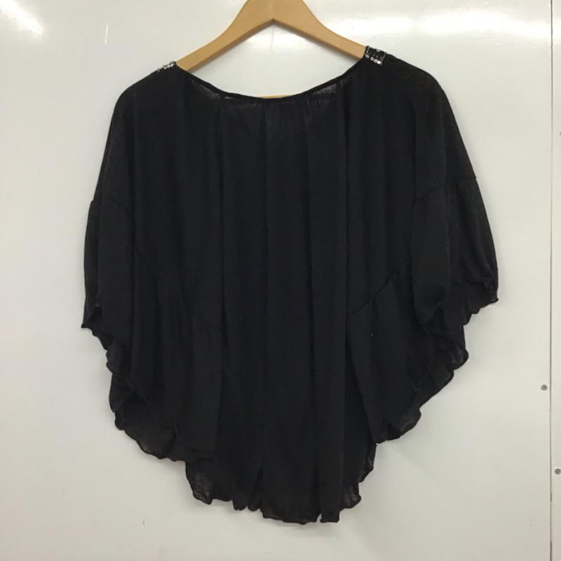 アズールバイマウジー AZUL BY MOUSSY カットソー 半袖 2504S180-1660 ビーズ 7号 無地 黒 / ブラック /  レディース USED 古着 中古 10072771