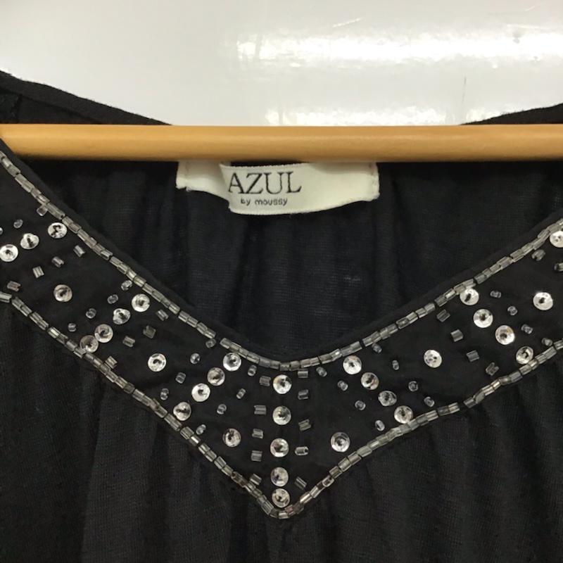 アズールバイマウジー AZUL BY MOUSSY カットソー 半袖 2504S180-1660 ビーズ 7号 無地 黒 / ブラック /  レディース USED 古着 中古 10072771