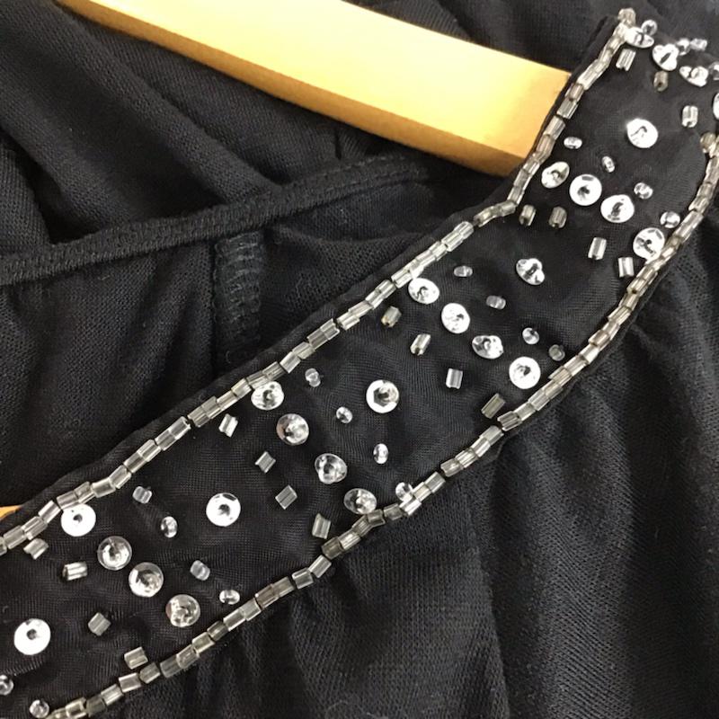 アズールバイマウジー AZUL BY MOUSSY カットソー 半袖 2504S180-1660 ビーズ 7号 無地 黒 / ブラック /  レディース USED 古着 中古 10072771