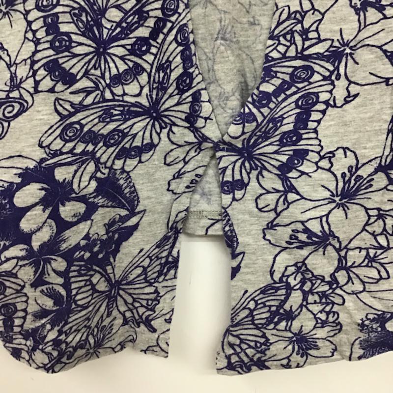 アミナ Amina カットソー 半袖 65152C10000 バックオープン 総柄 灰 / グレー /  レディース USED 古着 中古 10072790