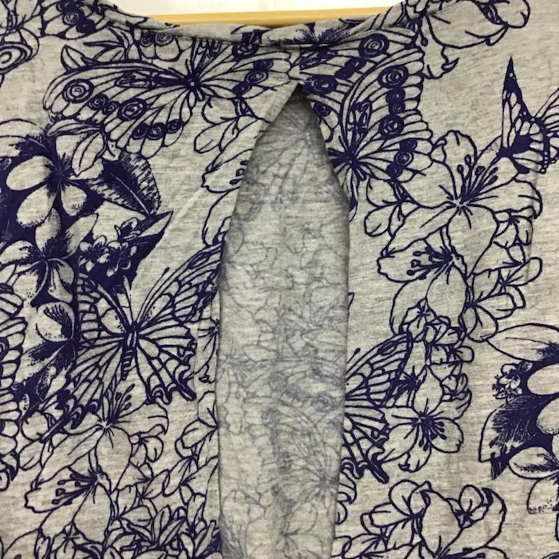 アミナ Amina カットソー 半袖 65152C10000 バックオープン 総柄 灰 / グレー /  レディース USED 古着 中古 10072790