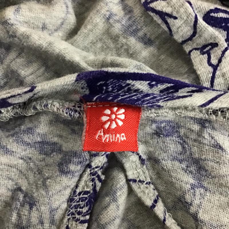 アミナ Amina カットソー 半袖 65152C10000 バックオープン 総柄 灰 / グレー /  レディース USED 古着 中古 10072790