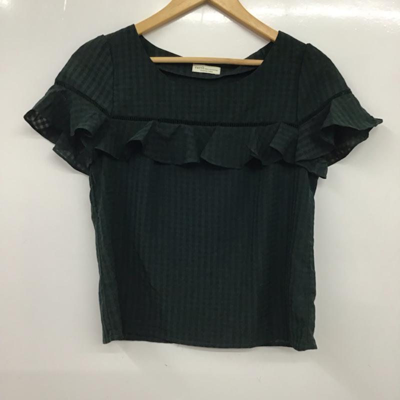 アースミュージックアンドエコロジー earth music&ecology カットソー 半袖 10163C11010 胸フリルプルオーバー FREE チェック 緑 / グリーン /  レディース USED 古着 中古 10072793