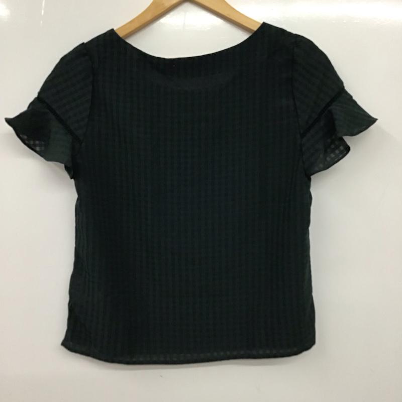 アースミュージックアンドエコロジー earth music&ecology カットソー 半袖 10163C11010 胸フリルプルオーバー FREE チェック 緑 / グリーン /  レディース USED 古着 中古 10072793